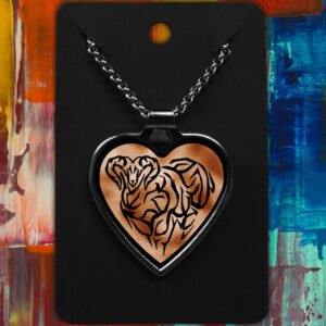 Aries Metal Heart Necklace Shiny Tribal Design (Various Colours)