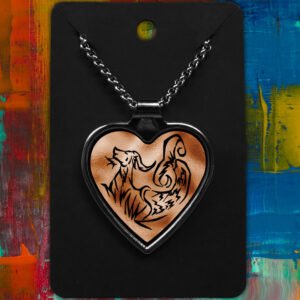 Capricorn Metal Heart Necklace Shiny Tribal Design (Various Colours)
