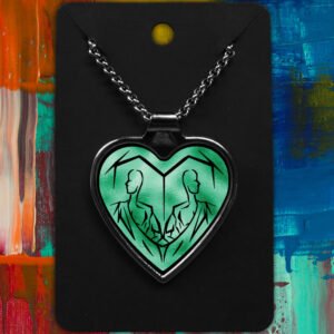 Gemini Metal Heart Necklace Shiny Tribal Design (Various Colours)