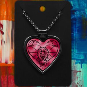 Leo Metal Heart Necklace Shiny Tribal Design (Various Colours)