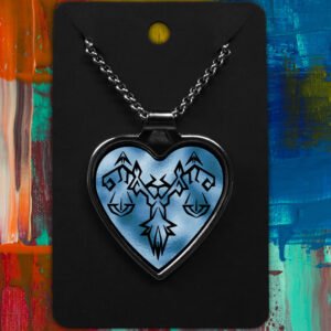 Libra Metal Heart Necklace Shiny Tribal Design (Various Colours)