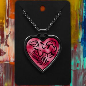 Scorpio Metal Heart Necklace Shiny Tribal Design (Various Colours)