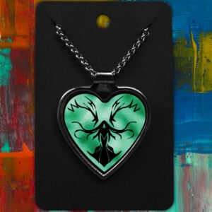 Virgo Metal Heart Necklace Shiny Tribal Design (Various Colours)