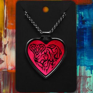 Aries Metal Heart Necklace Space Tribal Design (Various Colours)