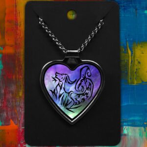 Capricorn Metal Heart Necklace Space Tribal Design (Various Colours)