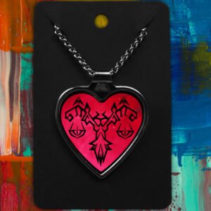 Libra Metal Heart Necklace Space Tribal Design (Various Colours)