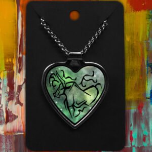 Taurus Metal Heart Necklace Space Tribal Design (Various Colours)