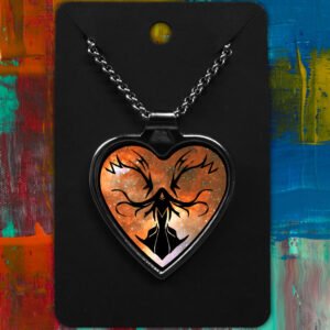 Virgo Metal Heart Necklace Space Tribal Design (Various Colours)