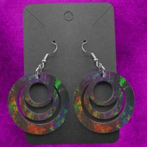 Hoops Wooden Ear Rings Grunge Design (Various Options)