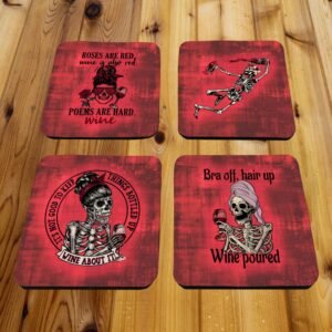 Coaster Set 4piece Red Wine Set 1