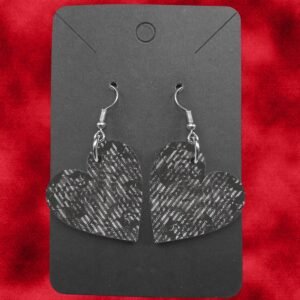 Heart Grey Gothic Lace Wooden Ear Rings