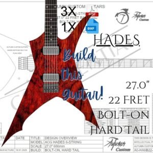 Hades 6 String Bolt-on Hard Tail Guitar Plan - Various Options Available