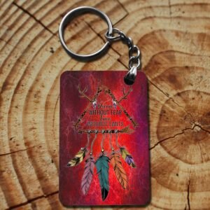 "Dream Without Fear, Love Without Limits" Dreamcatcher Double-Sided Rectangular Keyring Style 2