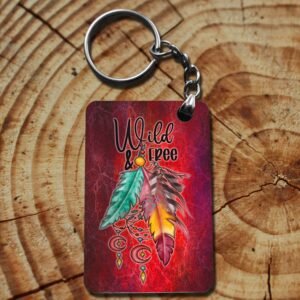 "Wild & Free" Dreamcatcher Double-Sided Rectangular Keyring Style 1